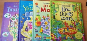Usborne Lift The Flap Collection 4 Books: Maths, Body,Your Head, How Things work - Picture 1 of 5