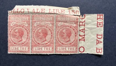 3 FRANCOBOLLI Marca da Bollo Atti Amministrativi 1924 Lire 3 - Immagine 1 di 2