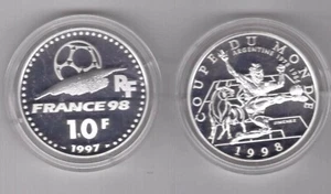 FRANCE SILVER PROOF 10 FRANCS COIN 1997 YEAR KM#1161 FIFA WORLD 1998 ARGENTINA - Picture 1 of 1