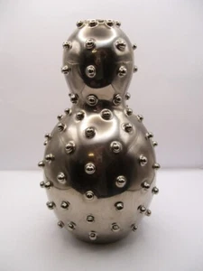Jonathan Adler Ceramic Platinum/Silver/Chrome Glaze Double Gourd Vase - Picture 1 of 3