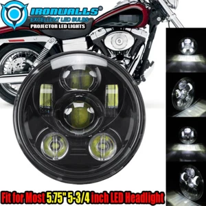 Motorcycle 5.75" 5-3/4" LED Headlight For Harley Sportster XL 1200 883 H4 Black - Picture 1 of 12