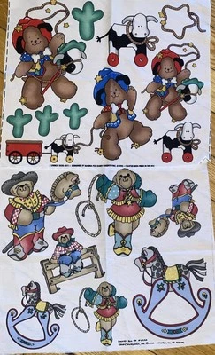 Daisy Kingdom 2 Vintage Cotton Quilting Fabric Applique Panels Cowboys 1992 - Image 1 of 4