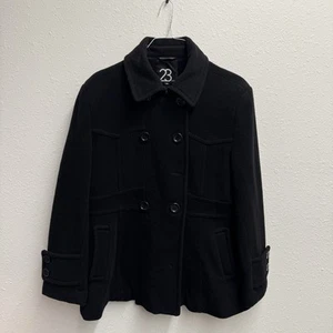 23rd St. Damen 18 Schwarz Wollmischung Peacoat Zweireiher Winterjacke - Bild 1 von 14
