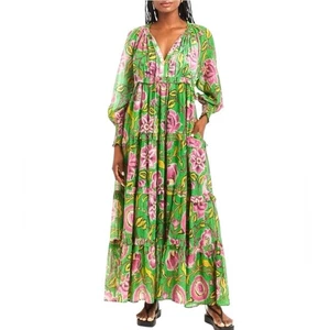 Love the Label Tessa Maxi Dress Sz XS Green Pink Floral - Picture 1 of 15