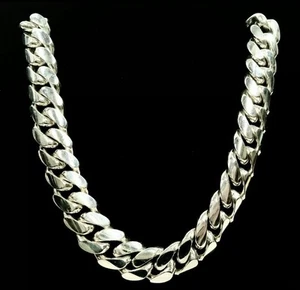 19mm Heavy Cuban Link Chain .999 Pure Silver .33 CTW Diamond 22" 538.8 g - Picture 1 of 10