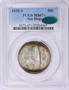 1935-S San Diego Commemorative Half MS-67+ PCGS/CAC Certified - Picture 1 of 5