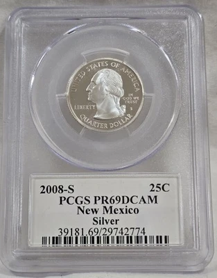 2008-S Silver Proof New Mexico State Quarter-PCGS PR69 DCAM-State Flag - Image 1 of 2