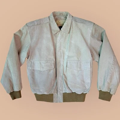 COMINT Vintage Suede Zip Up Bomber Jacket Lined Mens S Wool Blend Knit Hem Gray - Image 1 of 4