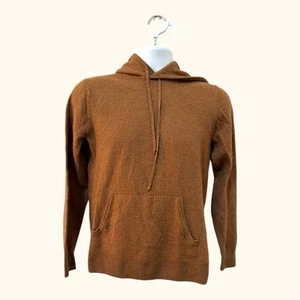 Goodthreads Brown Wool Blend Hooded Sweatshirt Size L Boys Big Pocket Drawstring - Picture 1 of 11