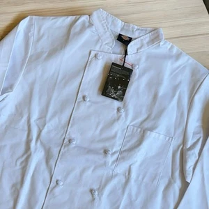NEW Dickies Executive Chef Coat Mens Sz Large White Long Sleeve 10 Button DC121 - Picture 1 of 9