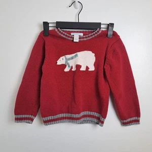 Janie and Jack Boy's Red Grey Knit Polar Bear 100% Cotton Sweater Size 5T - Picture 1 of 5