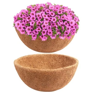 Set of 2 16 Inch Pre-Formed Round Coco Fiber Hanging Basket Liner,Coco Liner ... - Picture 1 of 8