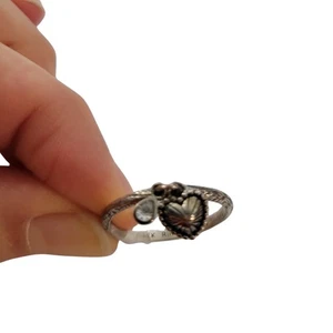 Anello Pila Argento Sterling 925 Co Misura 8,5 Cuore Pendente Delicata Romantica Civetta - Foto 1 di 4