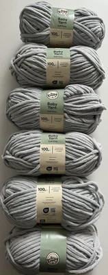 Soft grey 6 x 100g balls baby yarn So Crafty - 600g chenille wool polyester knit - Image 1 of 4