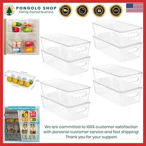 8pcs Stackable Plastic Storage Bins with Lids for Kitchen Organization - Picture 1 of 9
