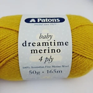 Patons Baby Dreamtime Merino 4 Ply 3912 Gold Amber Pure Australian Wool 50g x 2 - Picture 1 of 7