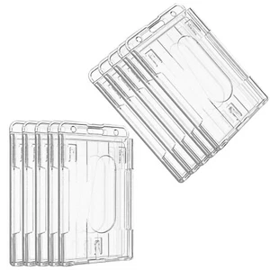 10Pcs Clear ID Card Badge Holder Hard PC Protector Vertical Slim Protect Case f - Picture 1 of 11