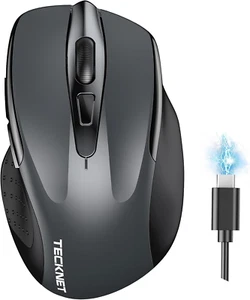 Rechargeable Wireless Mouse 4800 DPI Silent 6 Buttons - Bluetooth & USB Grey - Picture 1 of 12