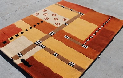 R17358 Rust/Gold Contemporary Tibetan Woolen Rug 5' X 6.8' Handmade in Nepal - Image 1 of 4