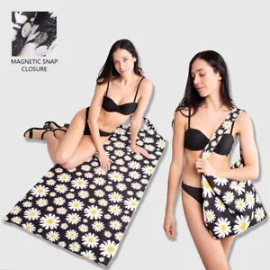 Telo mare e borsa tote ComfyLuxe modello margherita nero 2 in 1 - Foto 1 di 10