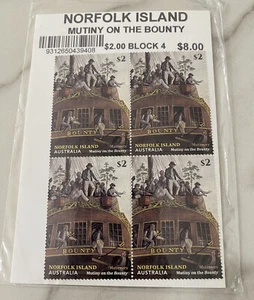 Australien Post Block von 4 $ 2 Briefmarken Norfolk Island Meuterei auf dem Kopfgeld - Bild 1 von 3