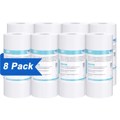 8 Pack 10"x4.5" Big Blue 5 Micron Sediment Water Filter Whole House Replacement - Image 1 of 4