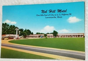 Vintage Nob Hill Motel Postkarte Lawrenceville IL Duncan Hines genehmigt unbenutzt - Bild 1 von 2