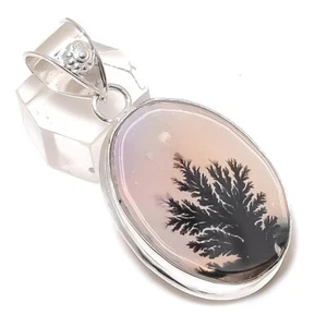 Dendrit Opal Edelstein Handarbeit 925 Sterlingsilber Schmuck Anhänger 2,17" Z726 - Bild 1 von 3