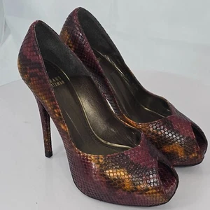 Stuart Weitzman Victoria 6.5 M Python Platform Stiletto Peep toe Pump/Heels $415 - Picture 1 of 24