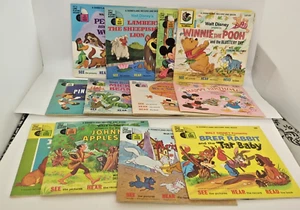 12 Pc Wal Disney Vinyl Records and Books Pinocchio Winnie the Pooh Aristocats - Picture 1 of 15