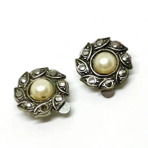 Viktorianische Ohrringe Vintage Markasiten. Strass, Kunstperle. Glitzer. - Bild 1 von 7