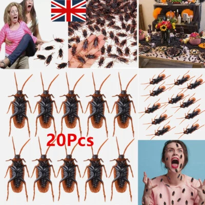 20X Prank Fake Cockroaches Realistic Cock Roach Joke Gifts Creepy Bug Gag Toy - Image 1 of 4