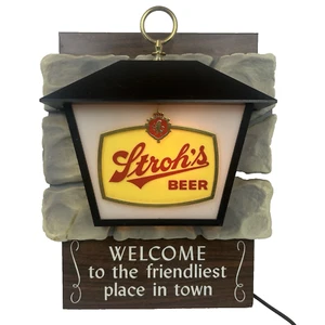 Vintage Stroh's Lighted Beer Sign “Welcome to the Friendliest Place In Town” - Picture 1 of 14