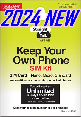 Straight Talk 3-in-1 Sim Card Kit,Bring Your Own Phone,CDMA/ Verizon Compatible - Image 1 of 4