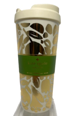 BRAND NEW Kate Spade Thermal Mug Tumbler Golden Floral Drinkware 16 oz - Image 1 of 2