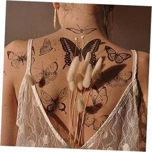 Realistic Black Temporary Tattoo Stickers - Waterproof Fake Tattoos, Butterfly - Picture 1 of 4