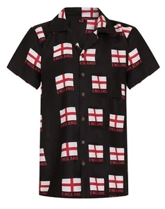England Shirt Mens Hawaiian Football Flag Saint Georges Stag World Cup Party NEW - Picture 1 of 2