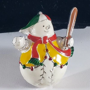 Christmas Holiday  Brooch Pin Pendant Snowman Baseball Player Enamel UNIQUE  - Picture 1 of 5
