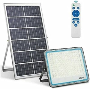FARO FARETTO LED da Esterno 400w  6000k Bianco IP67 IMPERMEABILE PANNELLO SOLARE - Foto 1 di 3