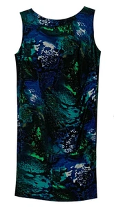 Jones Studio, Blue & Black Print Pullover Sheath Dress with Stretch, size 1X - Picture 1 of 5