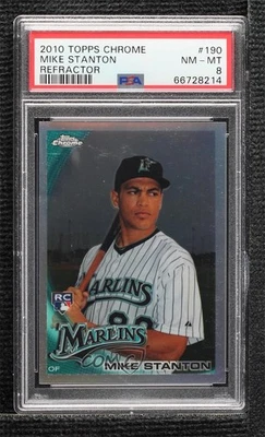 2010 Topps Chrome Refractor Giancarlo Stanton (Mike on Card) PSA 8 Rookie RC - Image 1 of 2