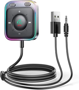 Adaptateur Voiture Bluetooth 5.3, Récepteur Bluetooth Sans Fil Audio 3.5Mm Adaptateur AUX S - Photo 1/12