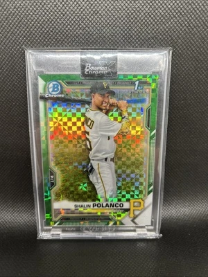 2021 Bowman Chrome X Shalin Polanco 1st Green X-Fractor RC Encased SSP /31 - Image 1 of 3