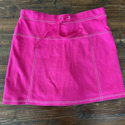 Skort esportivo feminino Anne Klein tamanho M rosa brilhante elástico cordão - Imagem 1 de 4