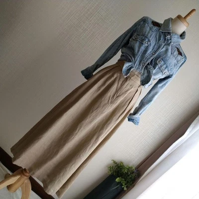 Rara Saia Longa de Linho Ralph Lauren Linha A Bege Tamanho 9 Elegante Maxi - Imagem 1 de 4