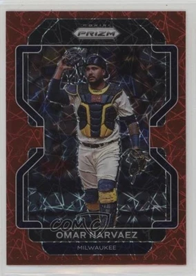2022 Panini Prizm Tier II Red Velocity Prizm Omar Narvaez #217 - Image 1 of 2