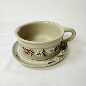 Vintage Handarbeit Stoob Austria Edelweiß Alpenblumen Soßenschale Teller Set - Bild 1 von 15