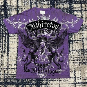 White Tag Premium Denim Y2K Grunge Greed Affliction Punk T Shirt Size Men’s XXL - Picture 1 of 12