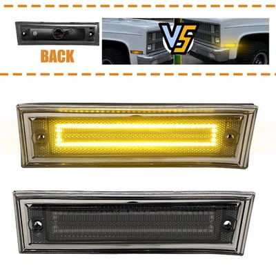 2 luces LED rectangulares delanteras ámbar humo para Chevy C10 C20 C30 GMC 1981-91 Foto 1 de 4