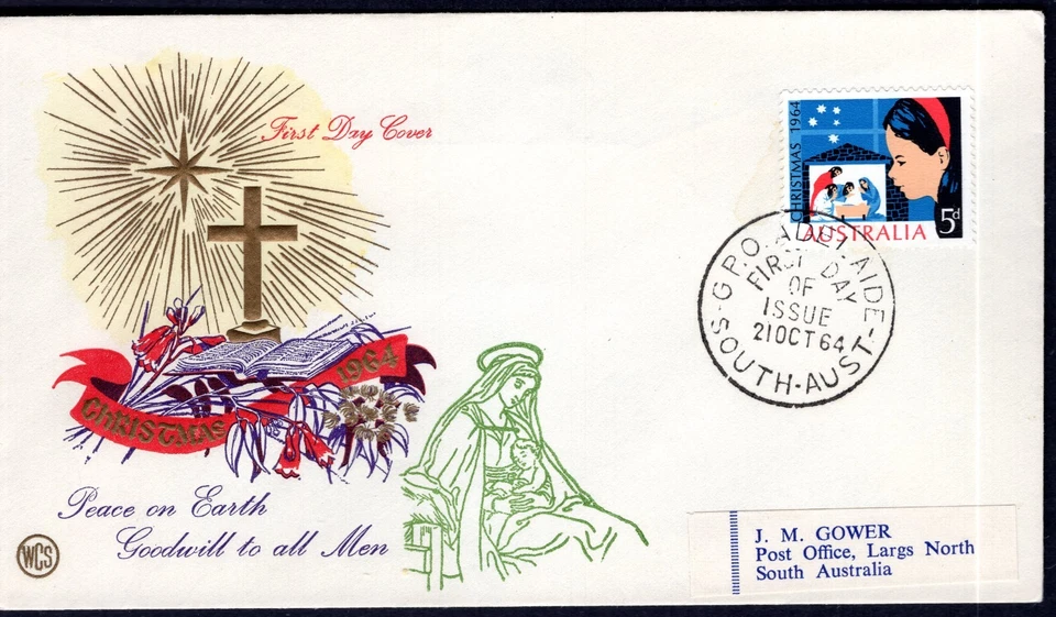 1964 5d Christmas Australia Overseas Mailer Embellished WCS FDC - Image 1 of 1